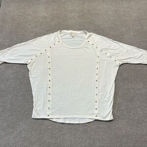 Michael Kors White Long Sleeve Top with Button Details